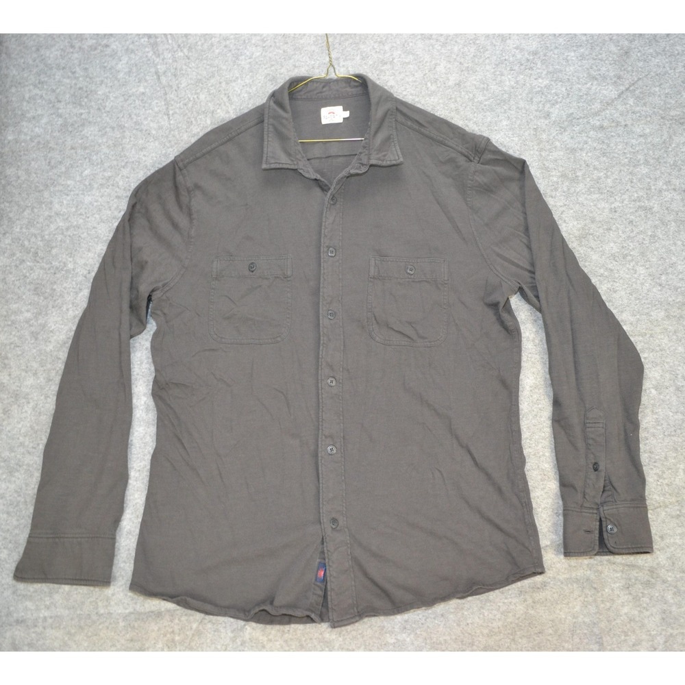 Faherty Brand‎ Shirt Mens XL Gray Organic Cotton Button Front Long Sleeve Casual